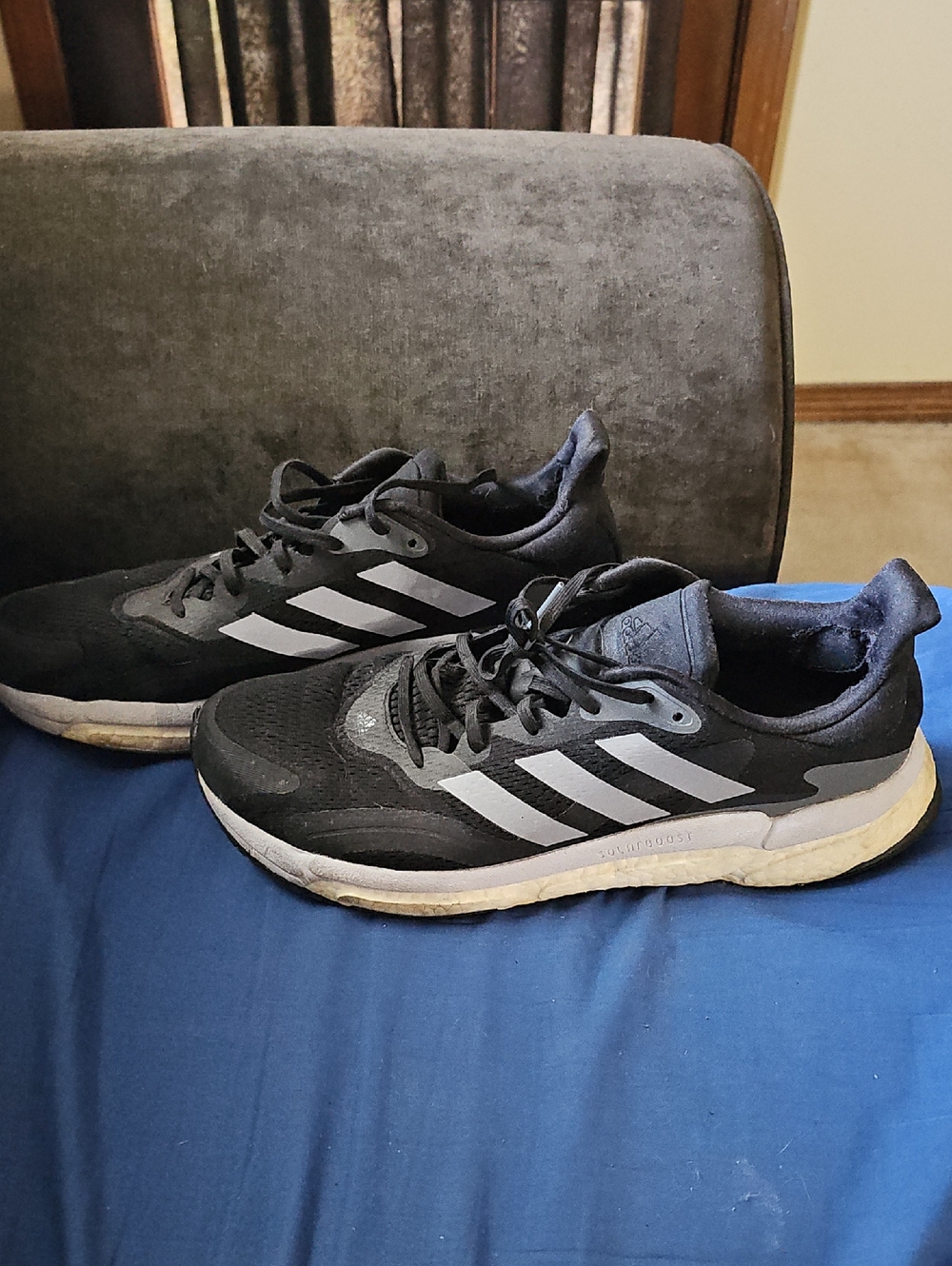 adidas Black Men's Athletic Shoes with White Stripes